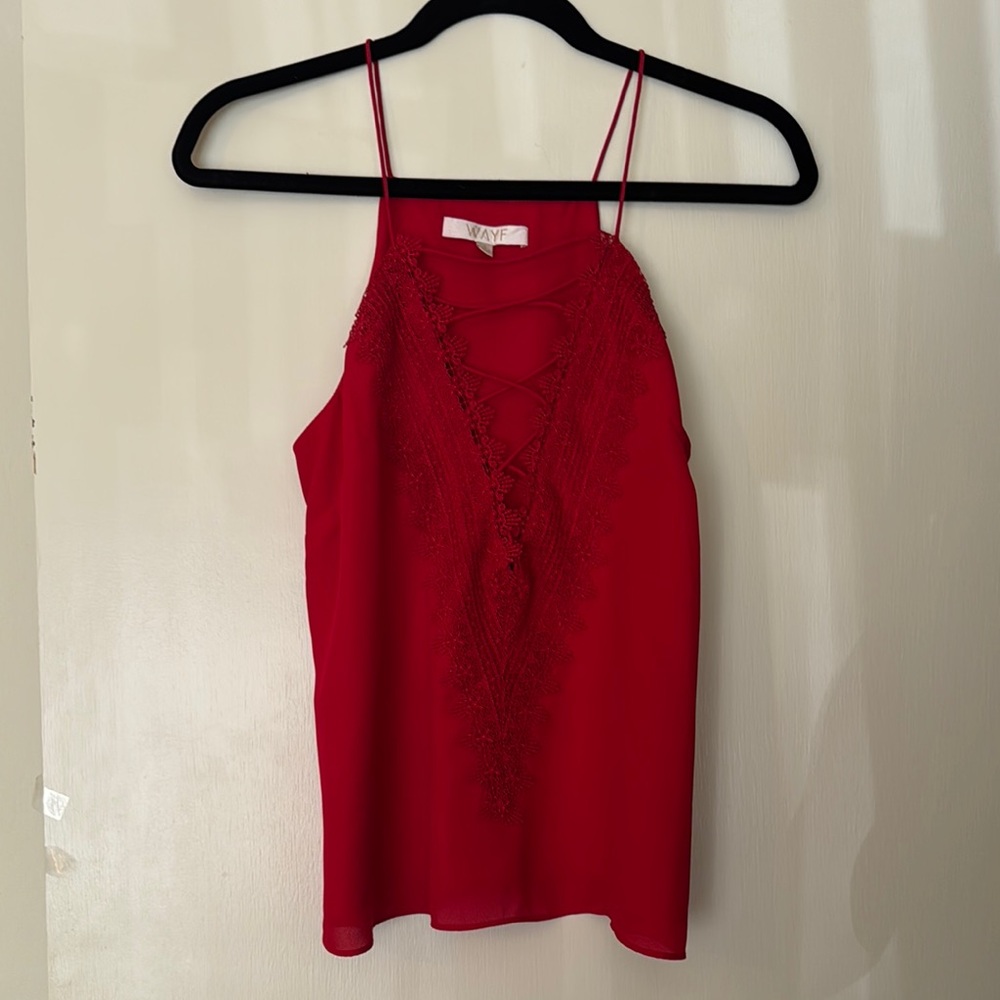 Wayf Red Lace-Up Women's Top